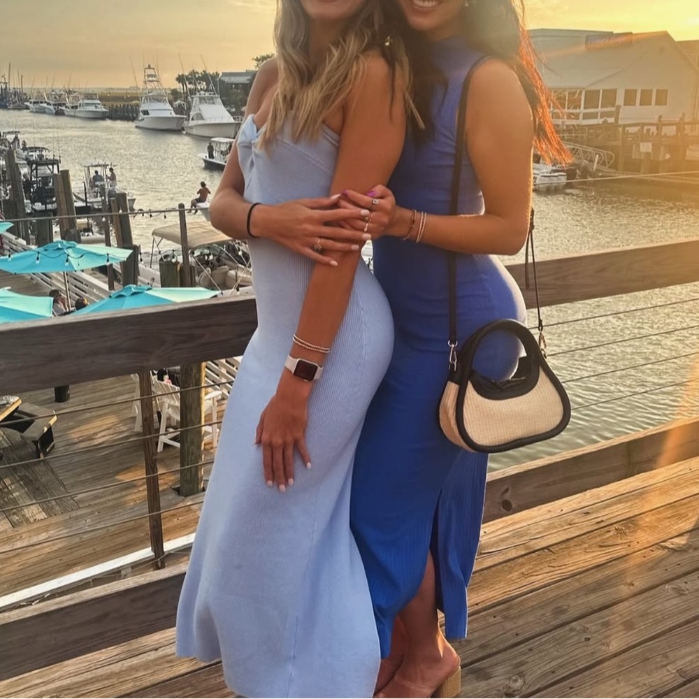 Elegant One Shoulder Light Blue Dress